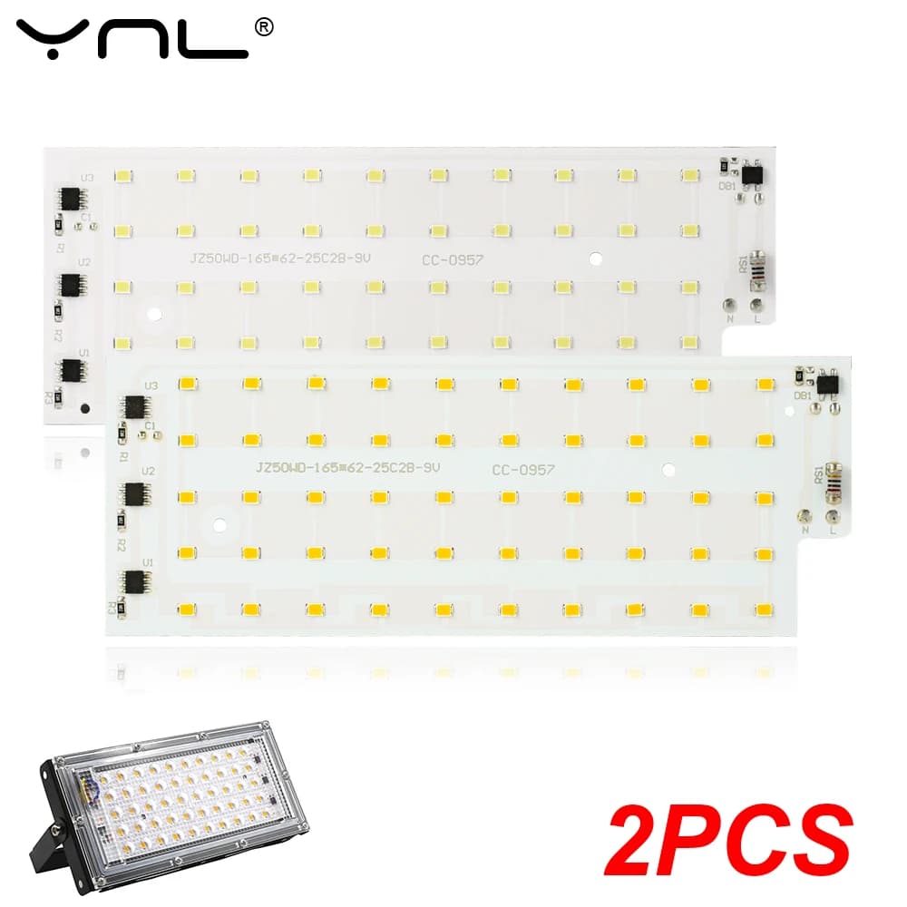 2 pcs/lot 50W LED puce projecteur ca 220V 240V SMD 2835 projecteur projecteur perles LED lampadaire 