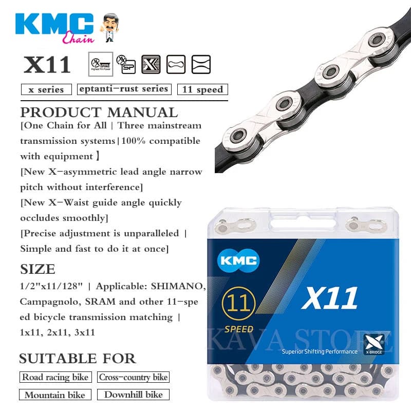 KMC – chaîne de vélo gris argenté, 116 maillons, pour SRAM 9s 10s 11, 9v 10v 11v