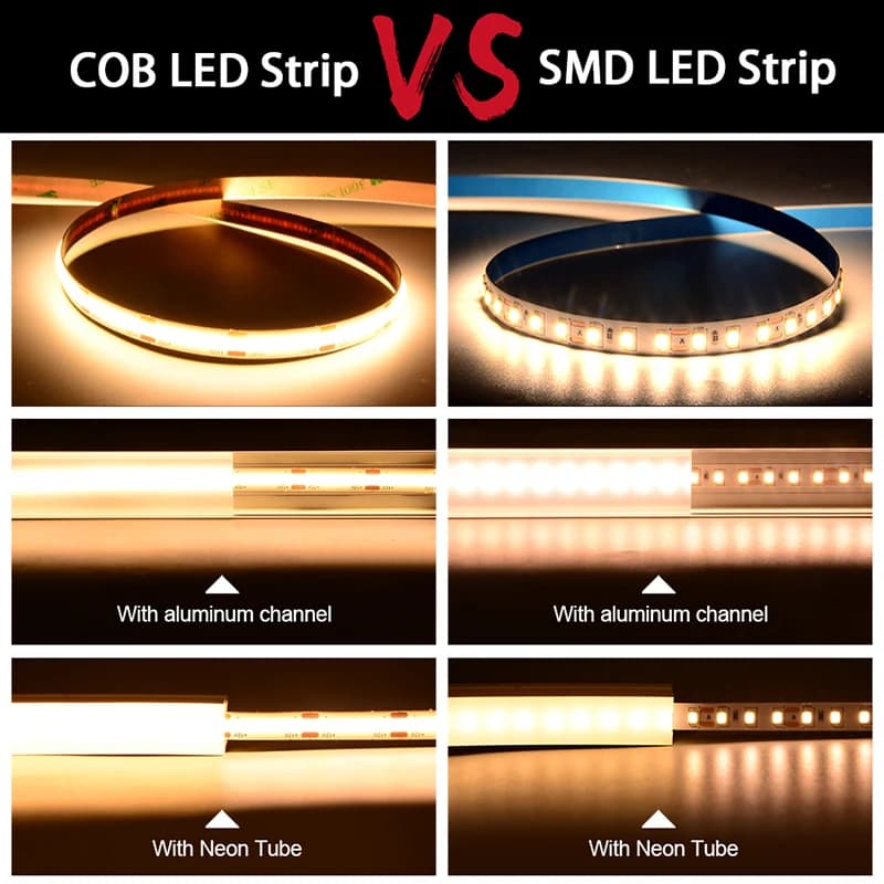 FCOB COB LED bande lumineuse 320 480 LED s/m 16,4 pieds UL répertorié ruban Flexible haute densité 3