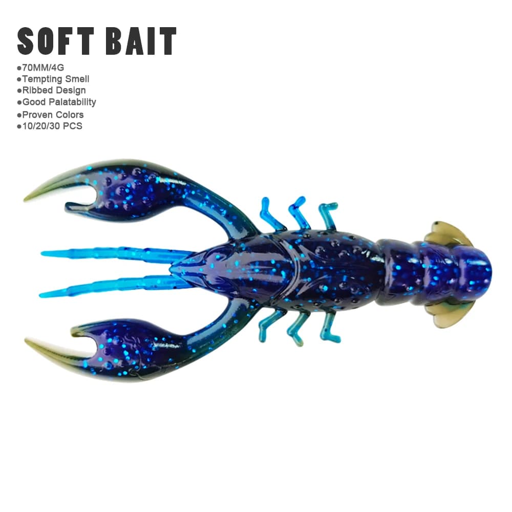 Hanlin Floating 65mm 4g Larves d'écrevisses en silicone souple, leurres de pêche artificiels type Sw