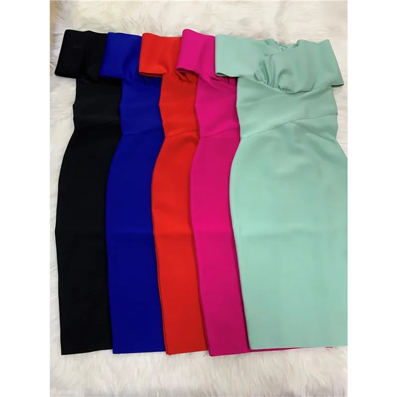 Moonccloset nouvel été 5 couleurs Sexy mode femmes épaules nues robe de pansement vert boîte de nuit