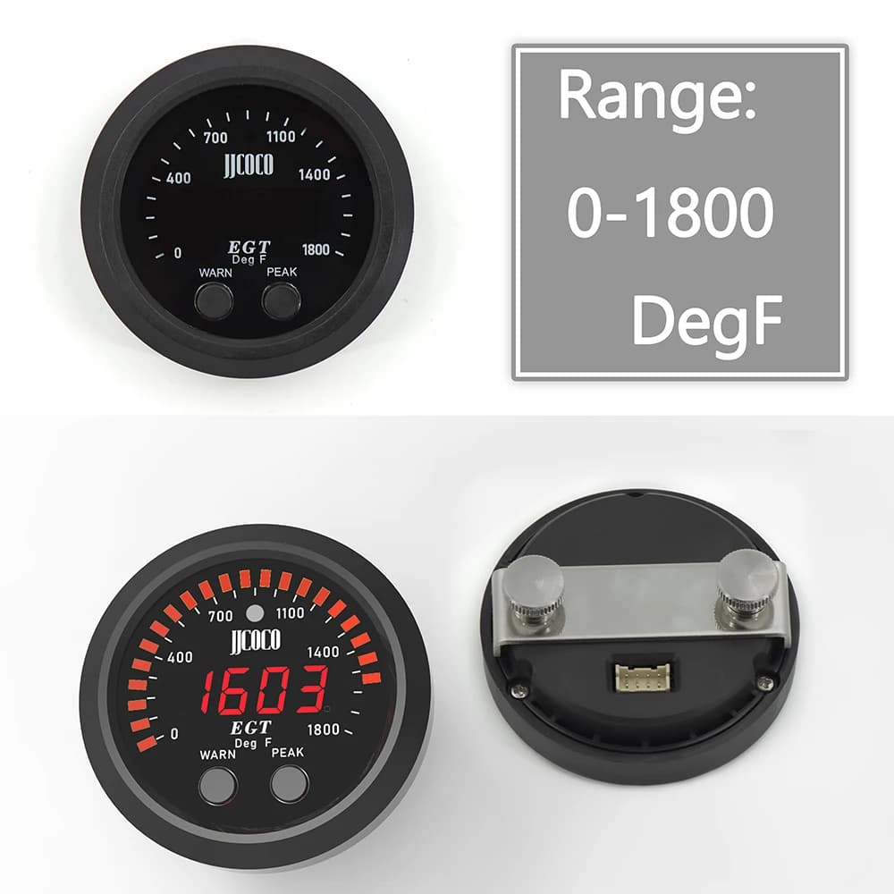 Compteur numérique de température des gaz d'échappement, 52mm/2 pouces, 0-1800F, avec capteur, jauge