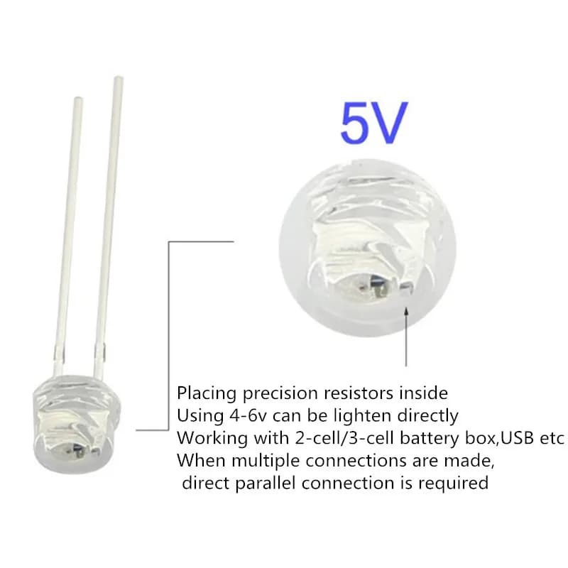 LED 5V 12v 5mm 3mm perle SMD f5 f3 chapeau/lampe ronde dip LED USB voiture lumière blanc rouge vert 