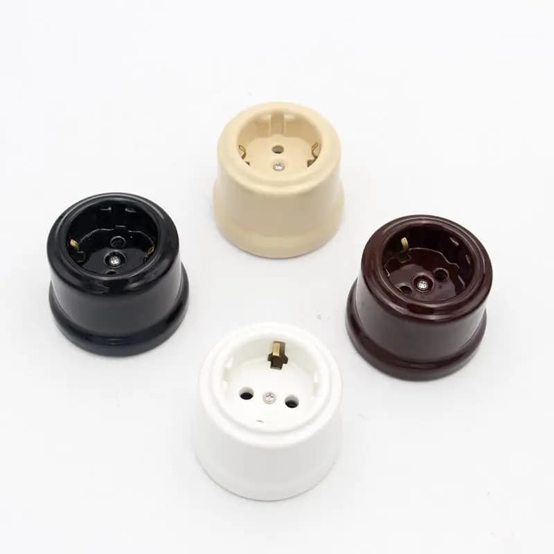 AC 220-250V 16A norme européenne prise murale en céramique mise à la terre rechargeable femelle sans