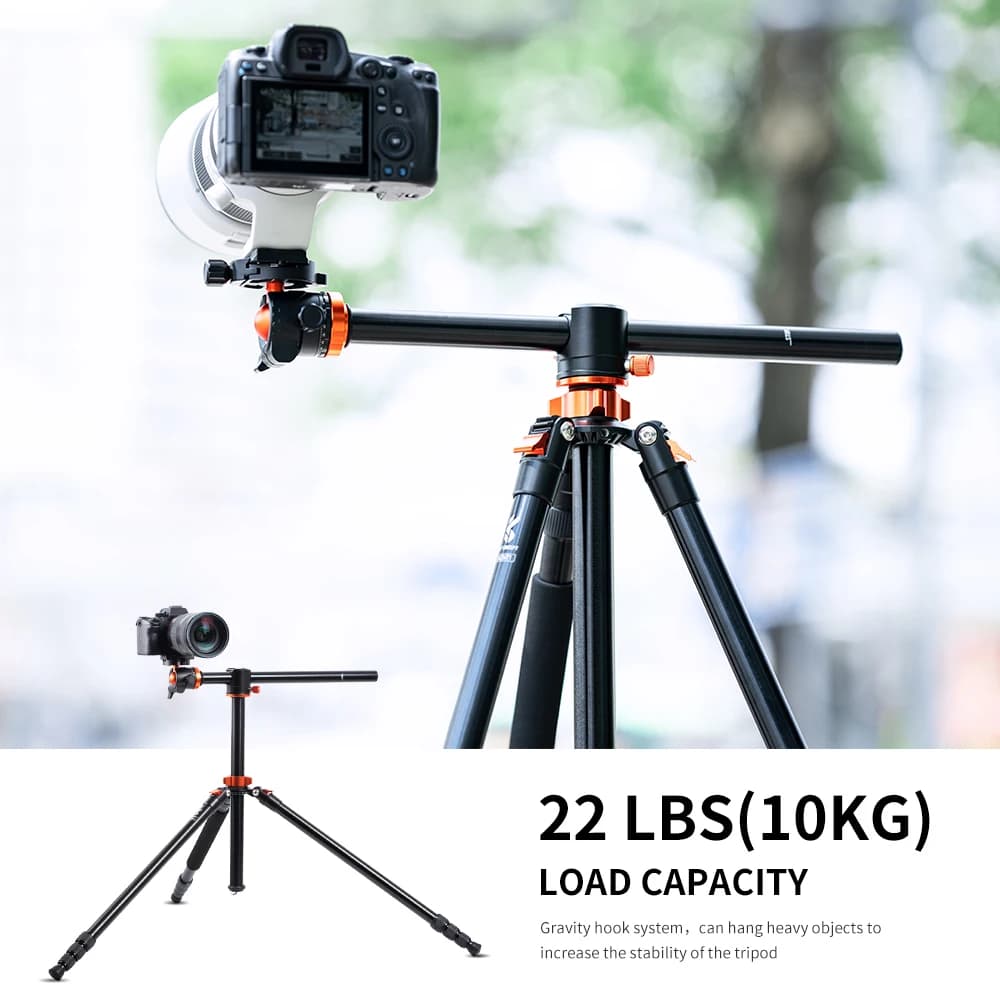 Trépied pour appareil photo K&F CONCEPT SA254T1 93 pouces, 4 sections, en aluminium, détachable, ave