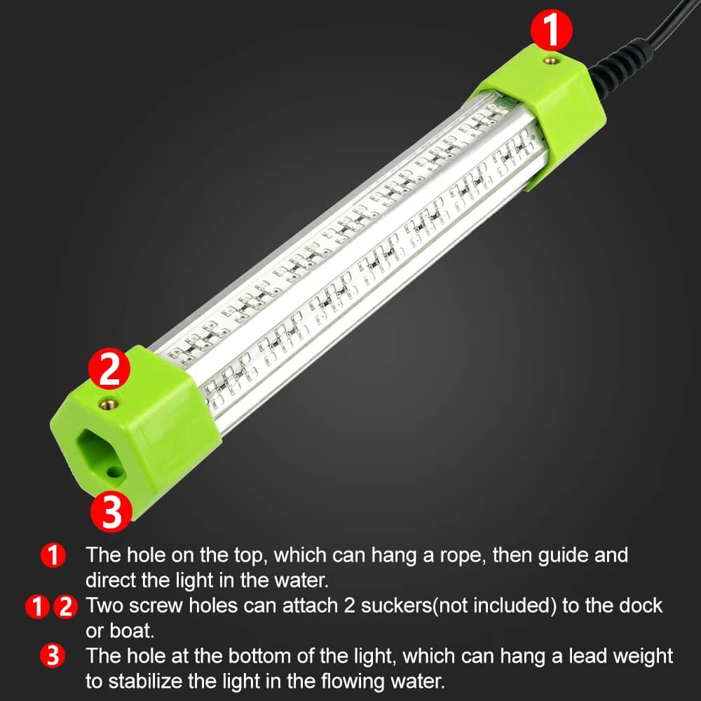 Lampe de pêche sous-marine SubSN, lumière LED haute puissance, aluminium, vert, blanc, bleu, jaune, 