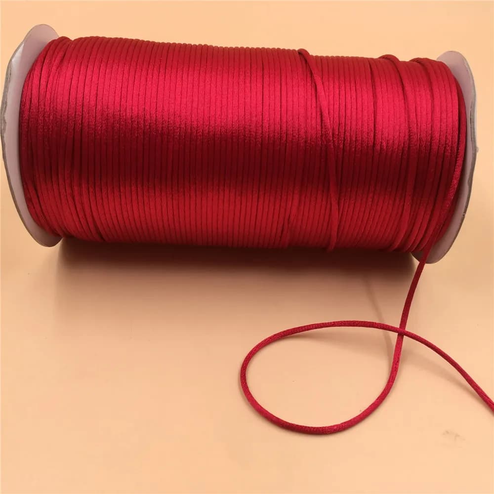Fil de cordon en Satin rouge de 2mm, fil de macramé à nœud chinois, corde tressée pour bricolage, gl