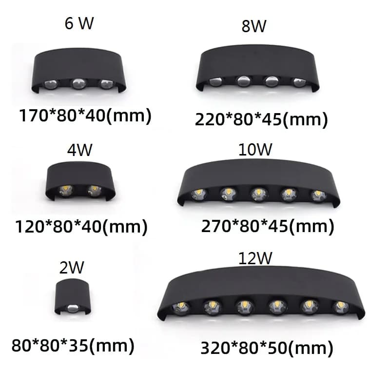 Applique murale LED 2W, 4W, 6W, 8W, 10W, 12W, imperméable, applique murale extérieure, porche/jardin