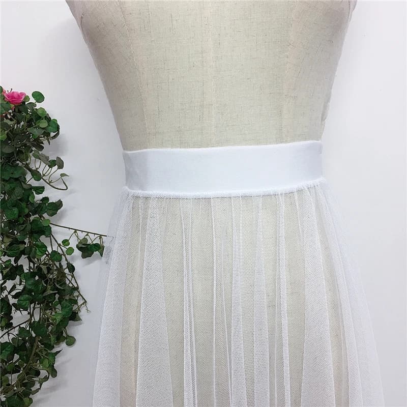 Jupe plissée en maille transparente pour femmes, Tutu en Tulle, taille haute, longue jupe noire irré