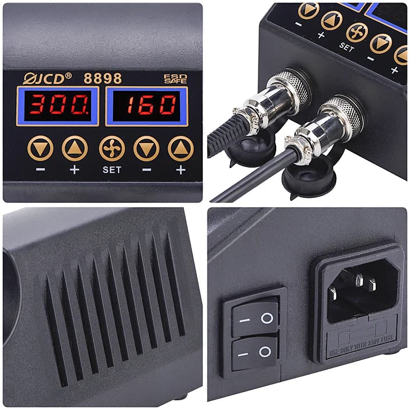 JCD-Pistolet à air chaud 2 en 1 750W, affichage numérique LCD, station de expédide soudage pour télé