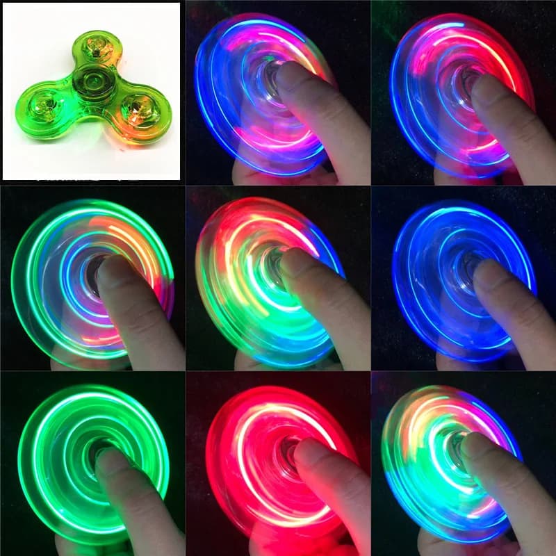 Cristal lumineux lumière LED Fidget Spinner main haut Spinners lueur dans l'obscurité EDC soulagemen