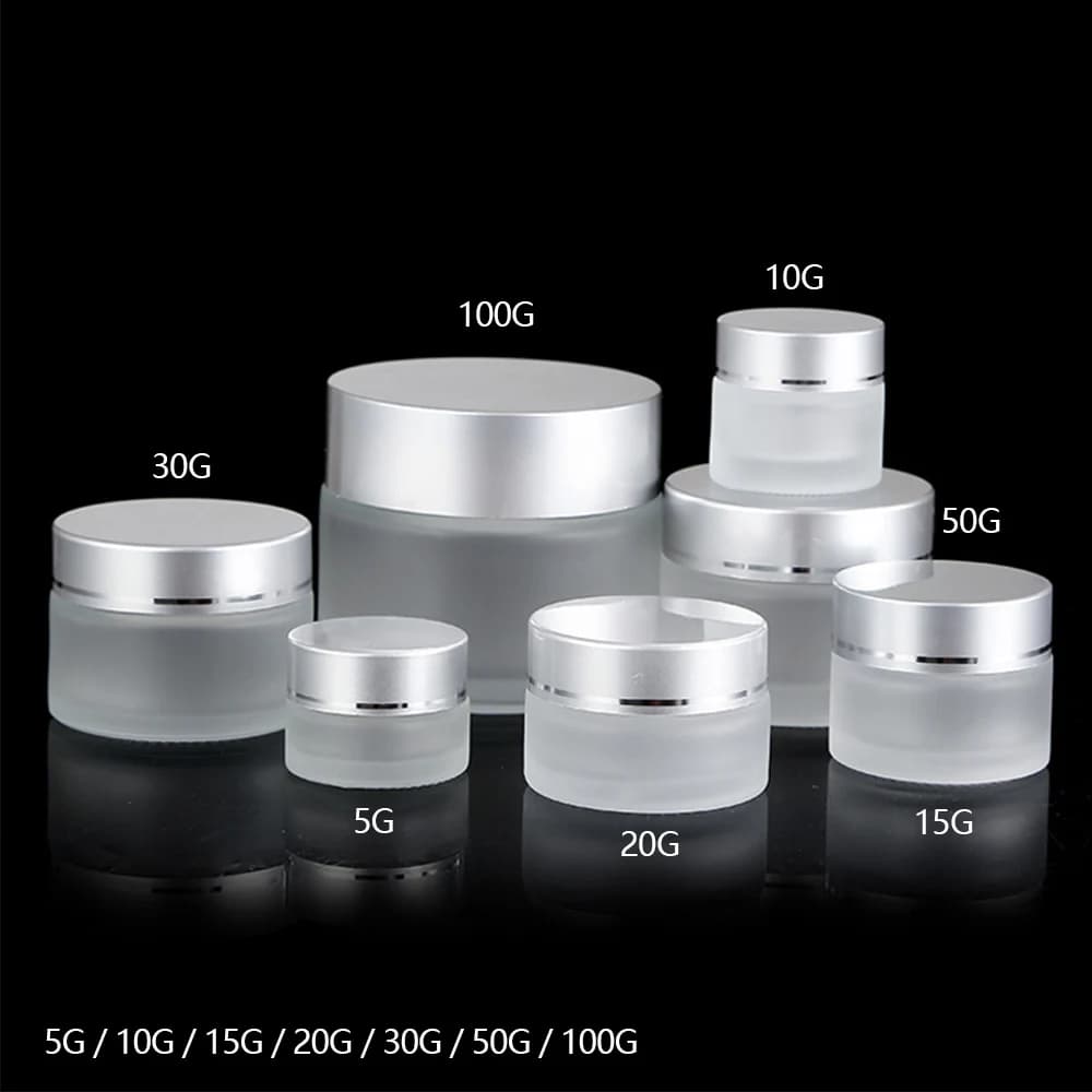 Bouteilles d'onguent rechargeables en verre givré, Pot cosmétique vide, conteneur de crème pour le v