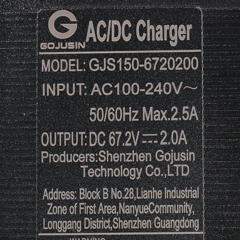 Chargeur de batterie pour scooter électrique, GX16, pipeline 67,2 V, AC, DC, Eddie ion, modèle 60V, 
