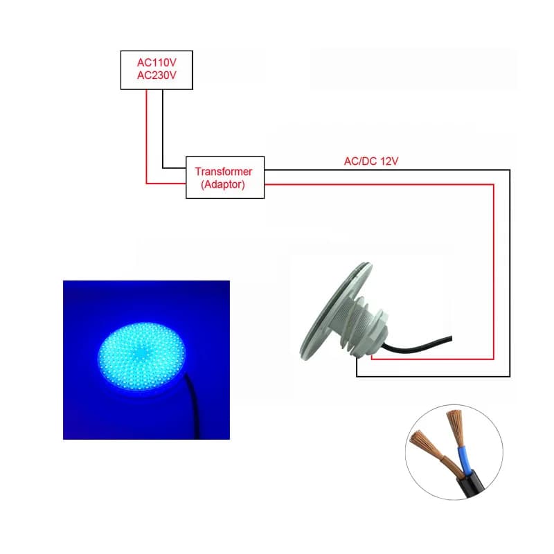 Éclairage LED imperméable pour piscine Intex, rvb, submergé, lumière blanche chaude, bleue ou froide