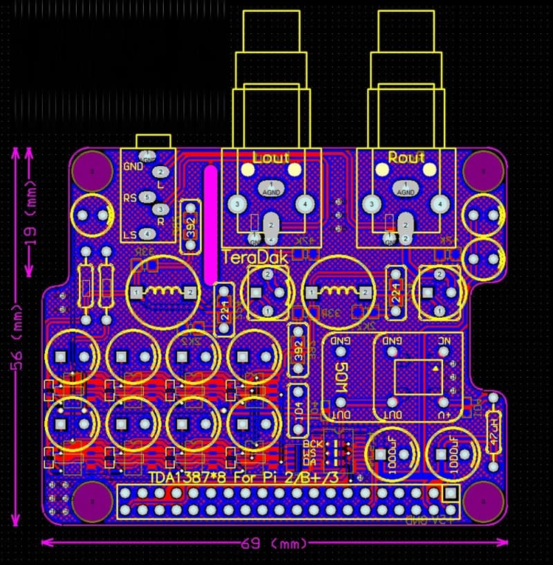 DYKB TDA1387 carte d'extension encodeur DAC décodeur interface I2S pour Raspberry Pi pi3 pi2 B + 3B 