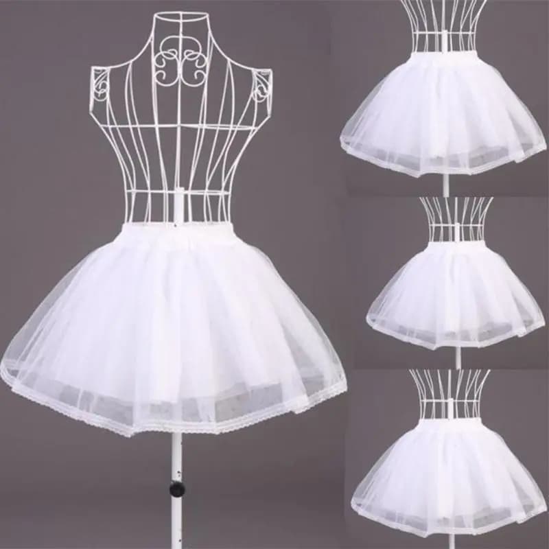 Jupon court en Tulle pour femmes et filles, Double couche, couleur unie, ceinture élastique, ligne A