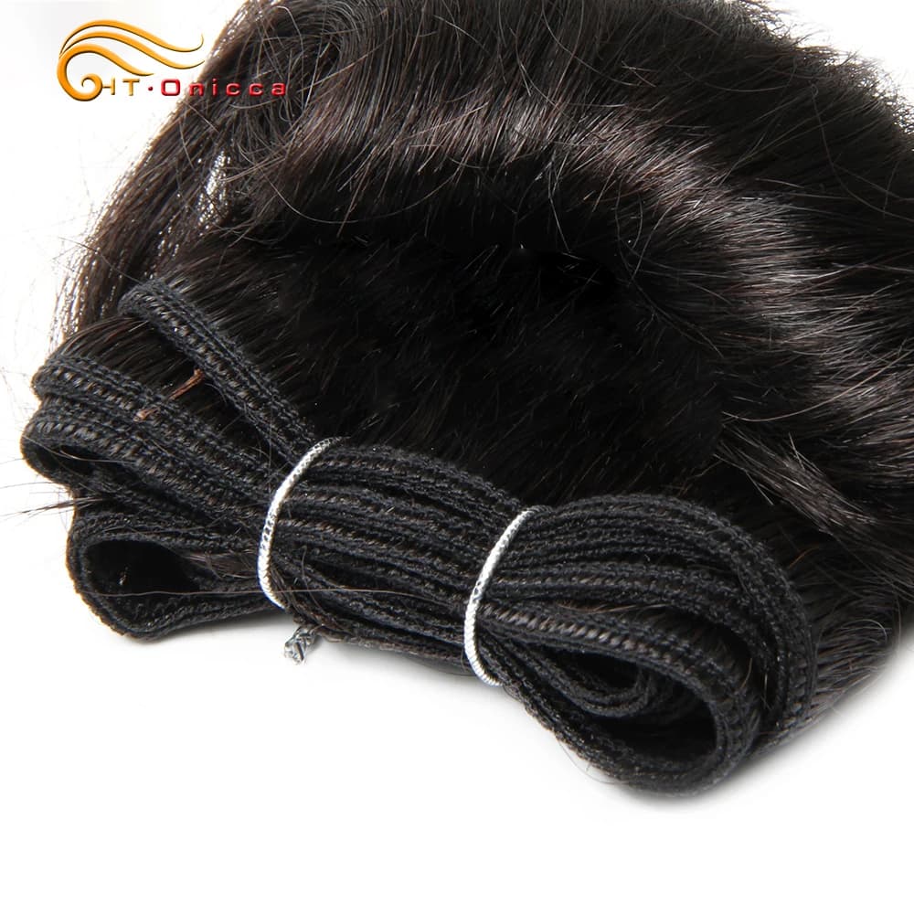 Bundles de tissage de cheveux humains bouclés indiens, produits de cheveux courts, faisceaux ondulés