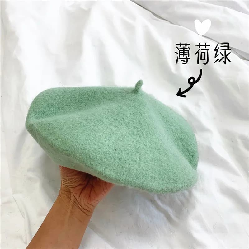 Béret en laine pour adulte, chapeau d'artiste, épais et chaud, style citrouille française