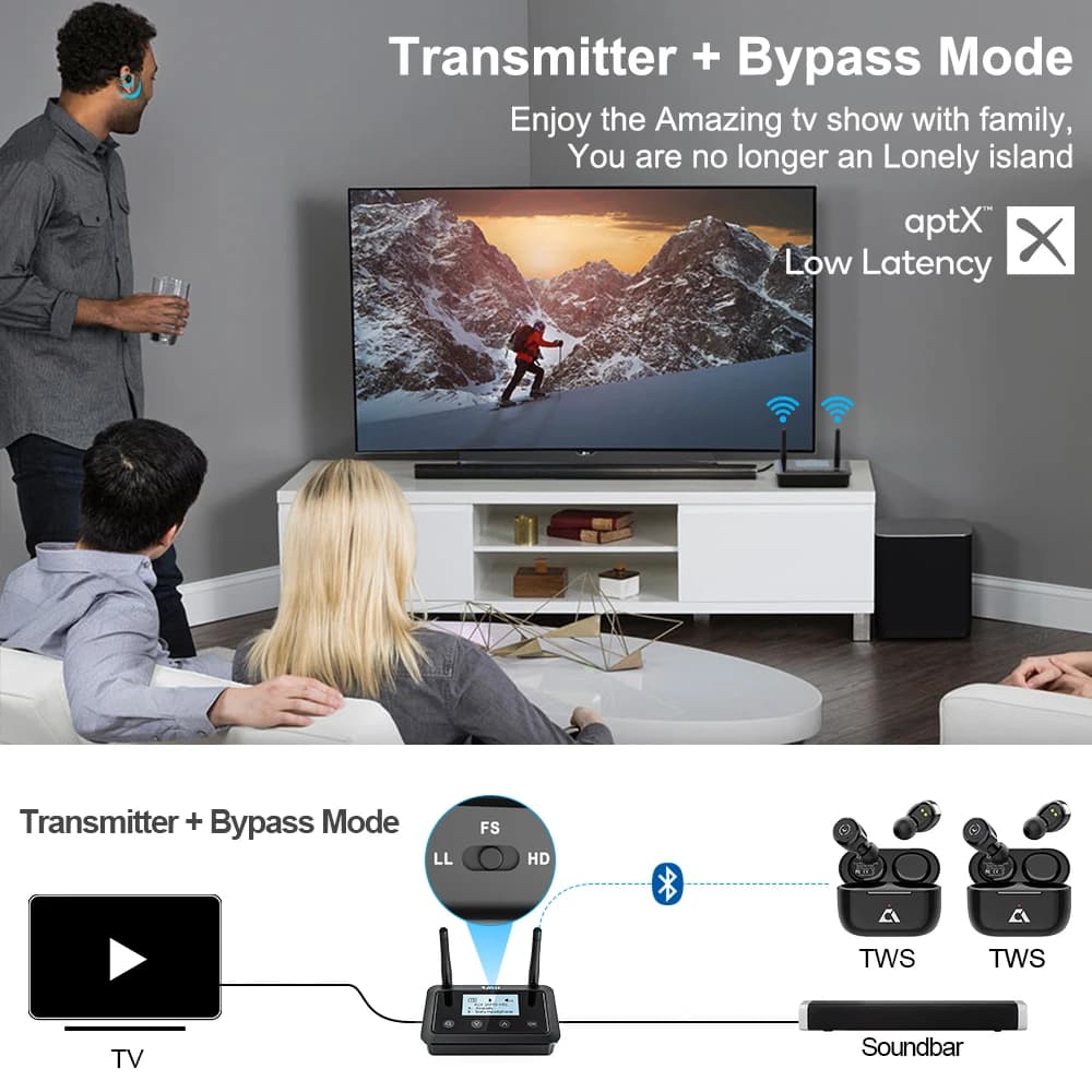 1Mii B03+ transmetteur récepteur Bluetooth 3.5, aptX LL HD, 5.0mm Aux Audio, adaptateur pour TV PC, 