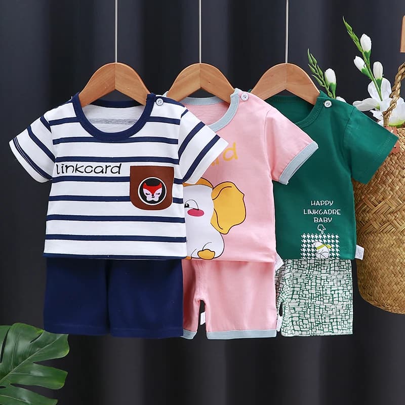 Ensemble de vêtements pour enfants bébé garçon/fille T-Shirt + short vêtements d'été coton dessin an