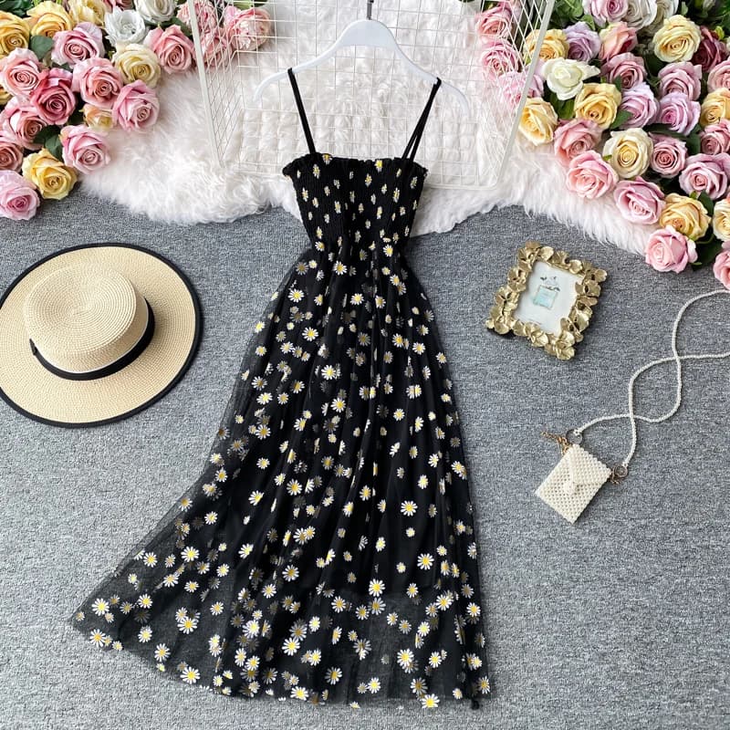 JMPRS-Robe de plage en maille florale pour femme, vintage, élégante, sexy, soirée, soirée, coréen, k