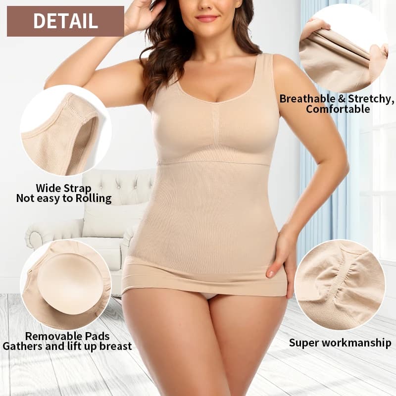 Caraco gainant pour femmes avec soutien-gorge intégré, contrôle du ventre, Camisole, débardeur, sous