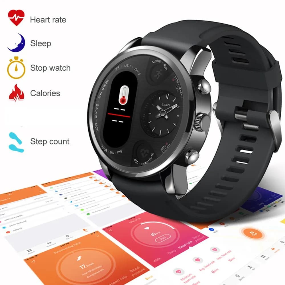 T3PRO t3 montre hybride double temps mouvement à Quartz japonais écran IPS affichage des messages ra