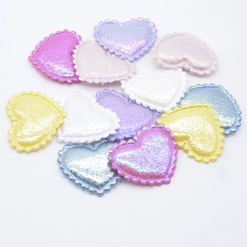 Patchs rembourrés à paillettes en forme de cœur, 38x32mm, 40 pièces, pour vêtements, chapeau, artisa