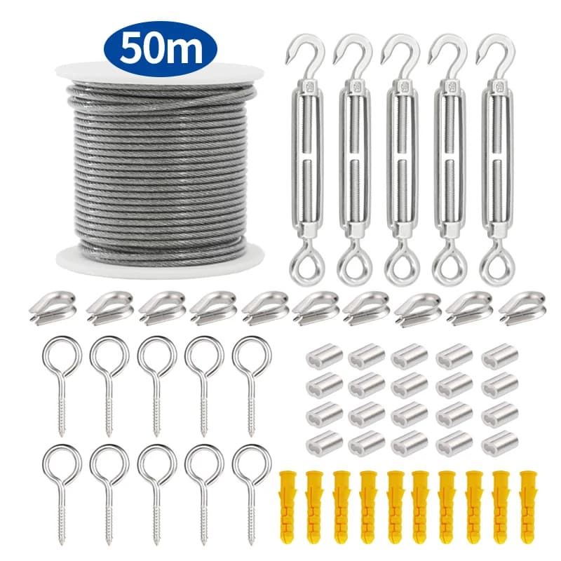 SGYM 56 pièces/ensemble 50 mètres en acier PVC enduit câble Flexible câble souple Transparent en aci