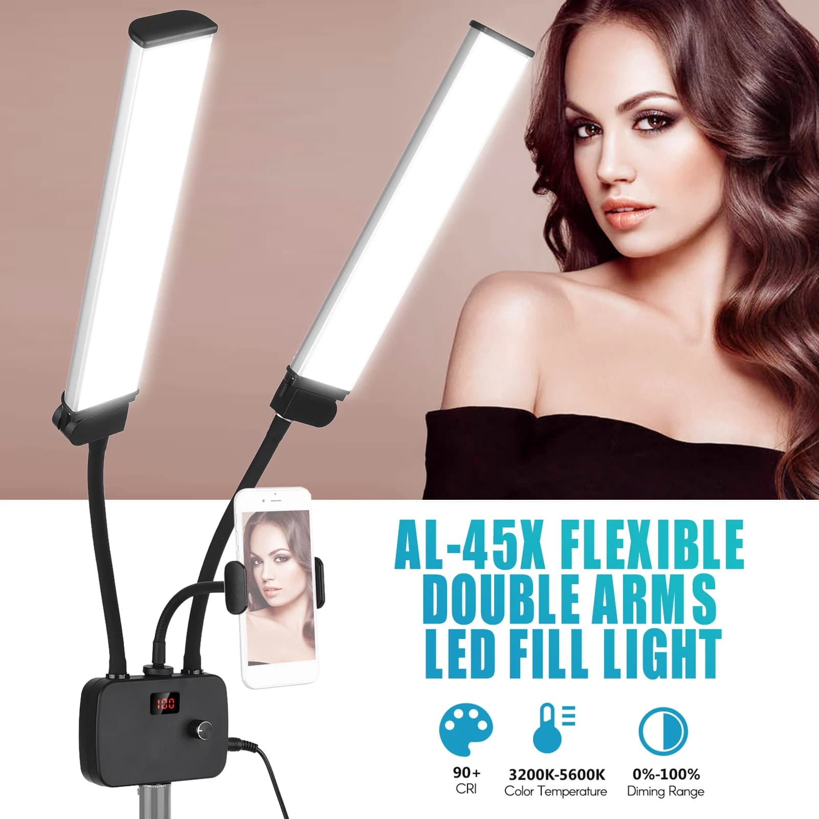 Lumière de remplissage LED Flexible à Double bras, bicolore, variable, lumière vidéo, 3 Modes d'écla