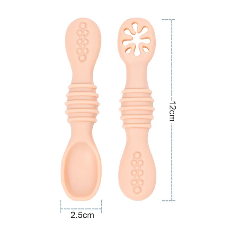 Ensemble cuillère et fourchette pour bébé, cuillère collante en Silicone de qualité alimentaire, cou