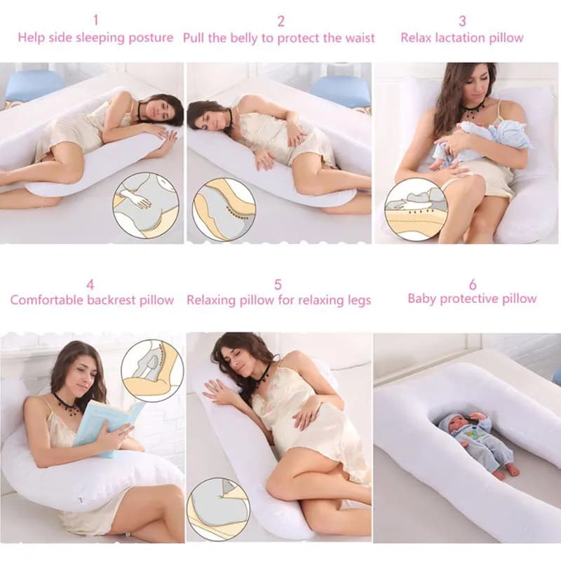 PANGDUBE oreiller de grossesse 130*70 cm oreiller de taille de couchage pour les femmes enceintes or