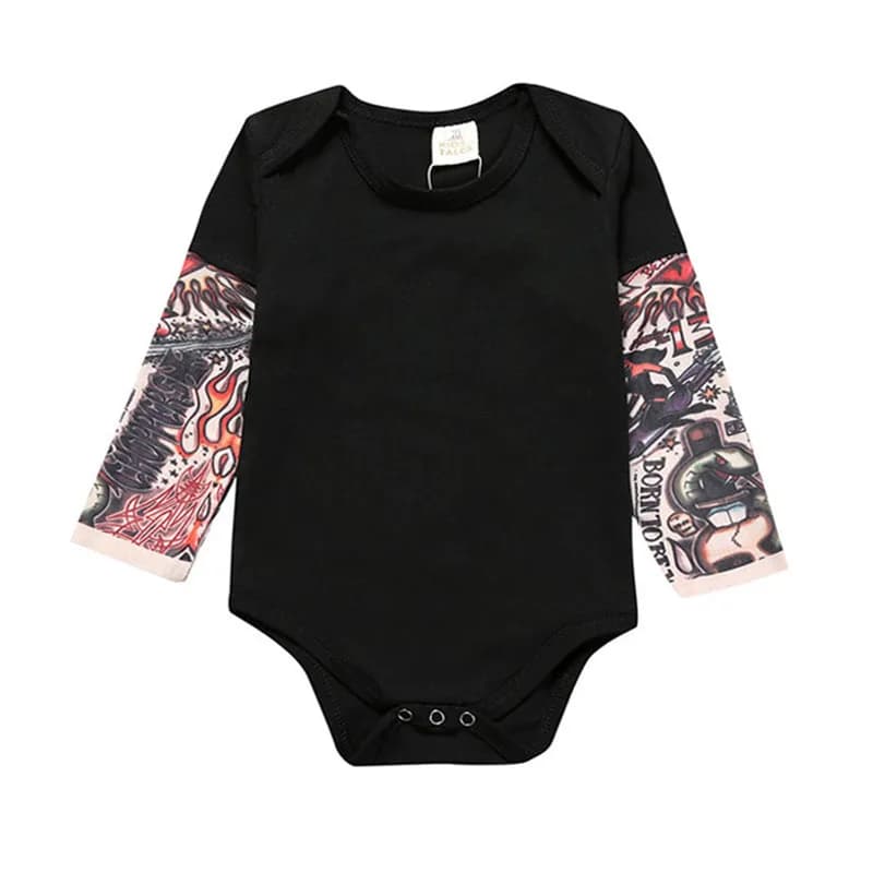 Body bébé tatouages imprimé Rock 6M-24M coton body à manches longues pour bébé