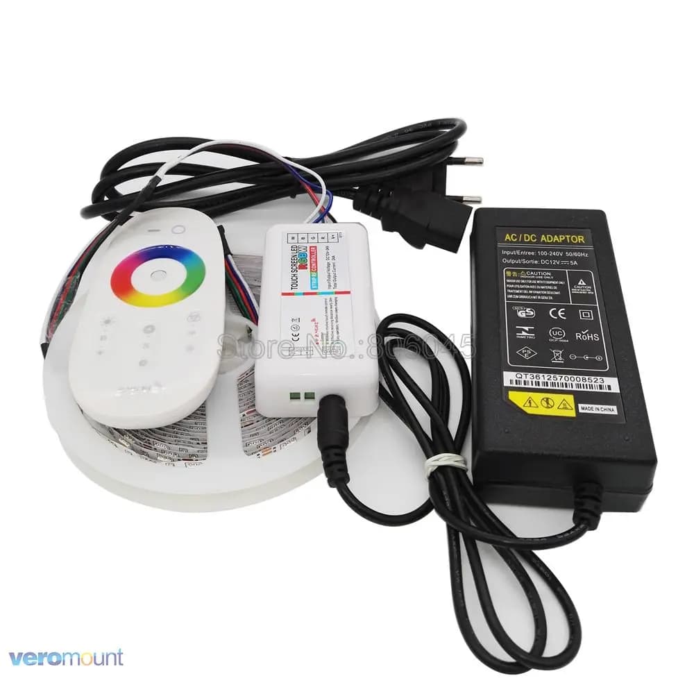 Ensemble de bandes LED étanches, 5m, 12V, 5050, RGBW, RGBWW, IP20, IP65, IP67, télécommande 2.4G, ad
