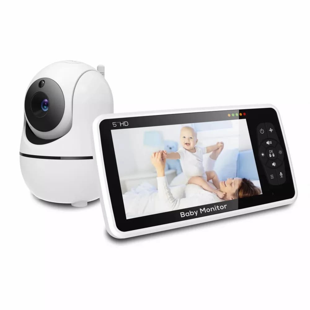 Moniteur vidéo pour bébé avec caméra et audio, 5 ", n'aime 4X, batterie 22 heures, plage 1000 pieds,