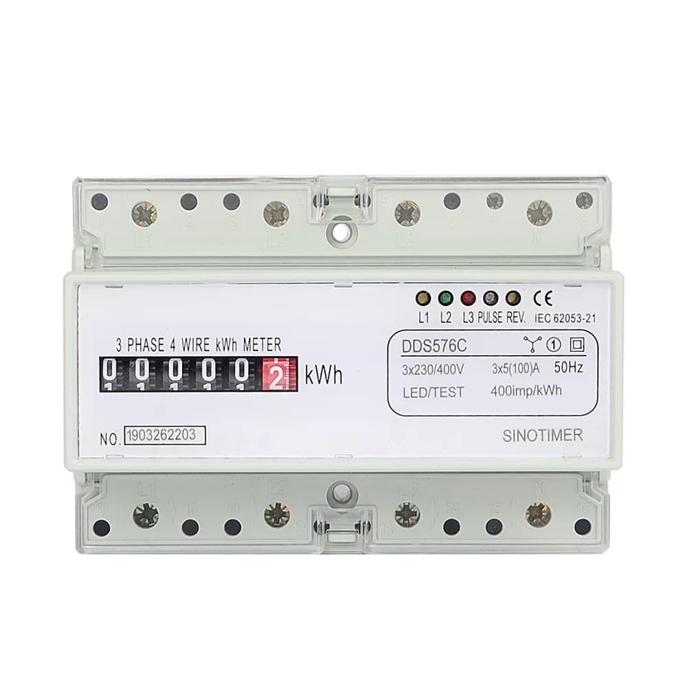 Compteur Électrique Analogique Triphasé à 4 Fils, Compteur KWh, Consommation d'Massage, Rail DIN, AC