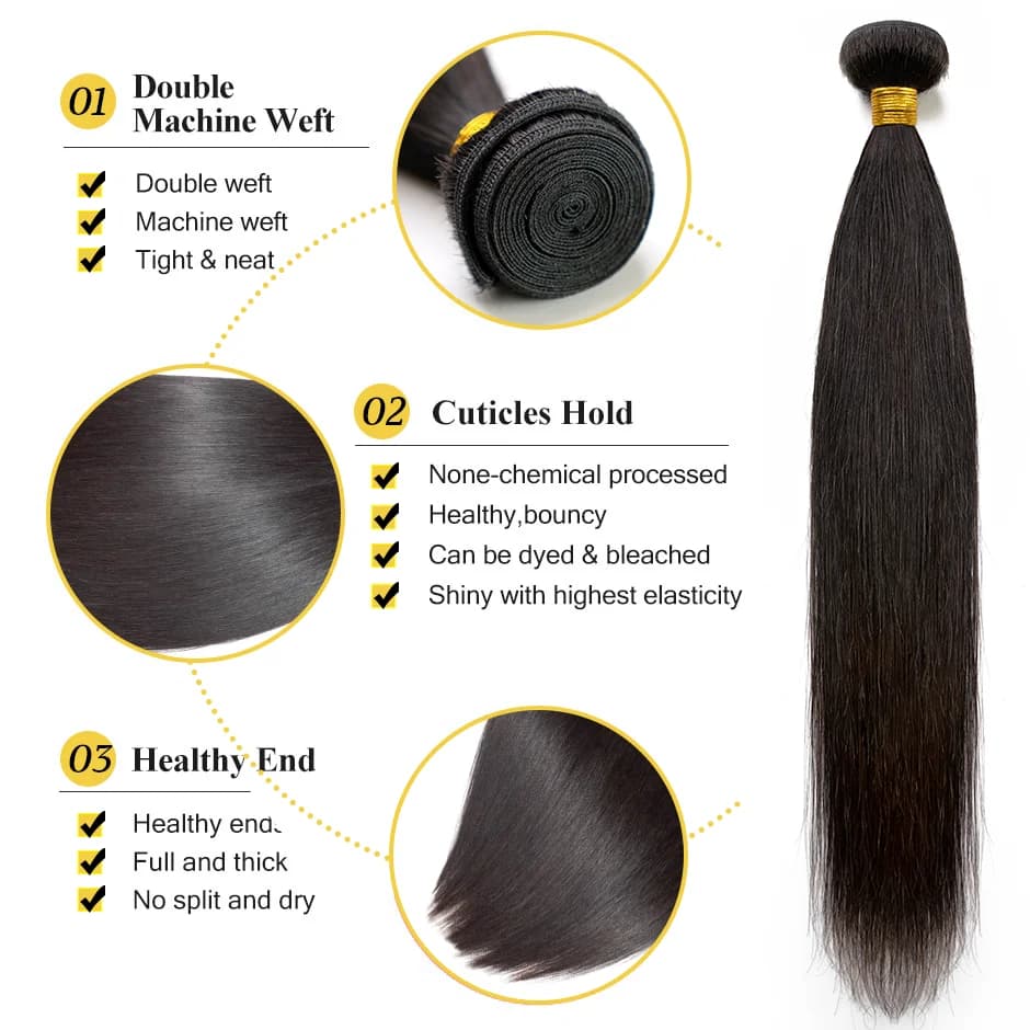 Extensions de cheveux humains vierges bruts pour femmes, faisceaux droits indiens, en vrac, en vente