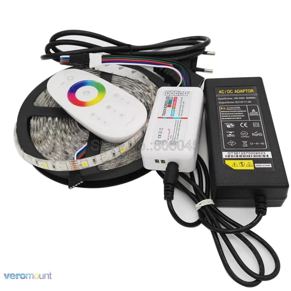 Ensemble de bandes LED étanches, 5m, 12V, 5050, RGBW, RGBWW, IP20, IP65, IP67, télécommande 2.4G, ad