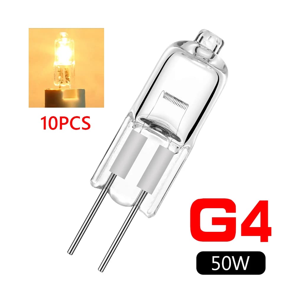 10 pièces G4 ampoule halogène 12V 5W 10W 20W 35W 50W G4 ampoules halogènes Globe lumineux Lot JC bi-
