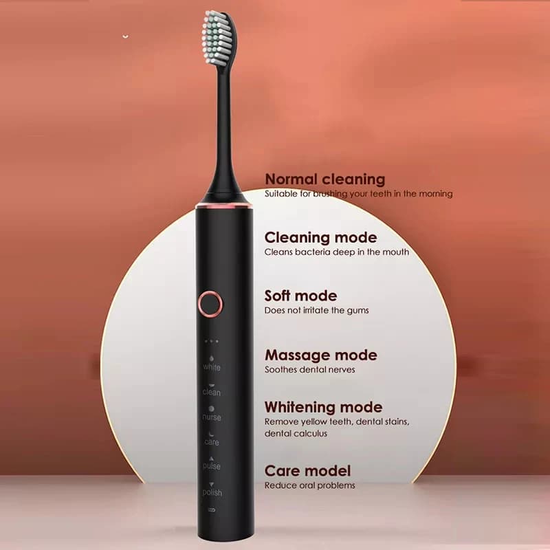 Nouveau N100 brosse à dents électrique sonique adulte minuterie brosse 6 Mode USB chargeur brosses à