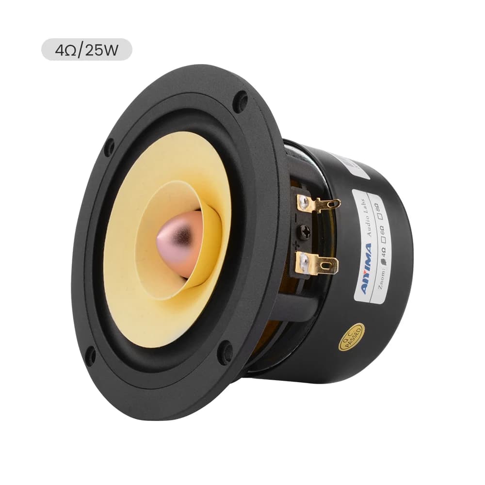 AIYIMA 4 pouces haut-parleur 4/8 ohm 25W gamme complète HIFI cadre en aluminium aigus milieu de gamm
