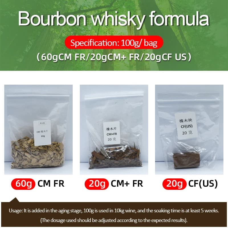 Emballage de levure de produit de chêne français, emballage de produit de whisky, formule de produit