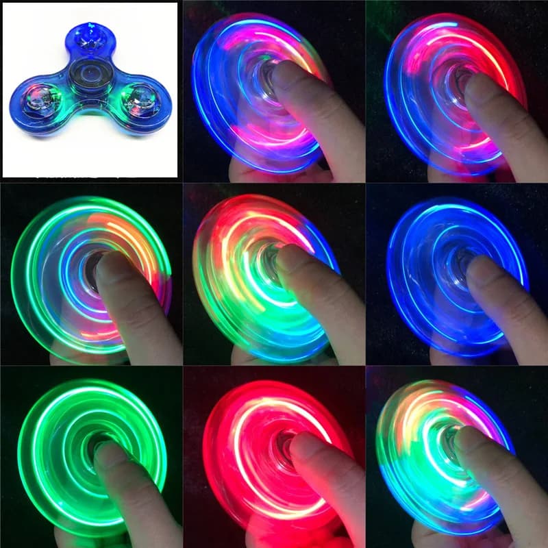 Cristal lumineux lumière LED Fidget Spinner main haut Spinners lueur dans l'obscurité EDC soulagemen