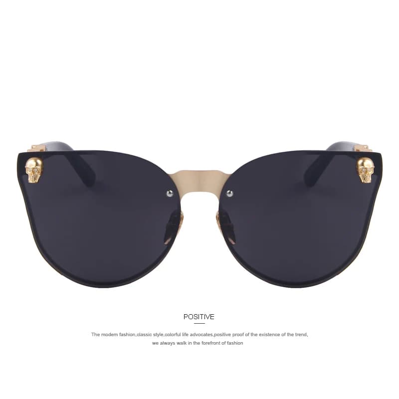 MERRYS mode femmes gothique lunettes crâne cadre métal Temple Oculos de sol UV400