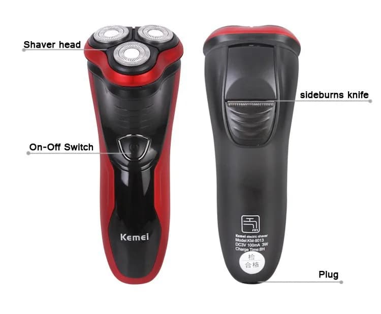 Kemei-Rasoir électrique pour hommes, soins du visage, rasoir à barbe lavable, machine à raser 3D, to