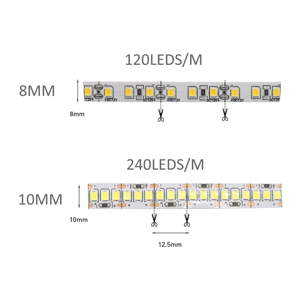 12V LED bande SMD 2835 1M 2M 3M 4M 5M LED bande bande lumière 120LED/M 240LED/M blanc chaud bande Fl