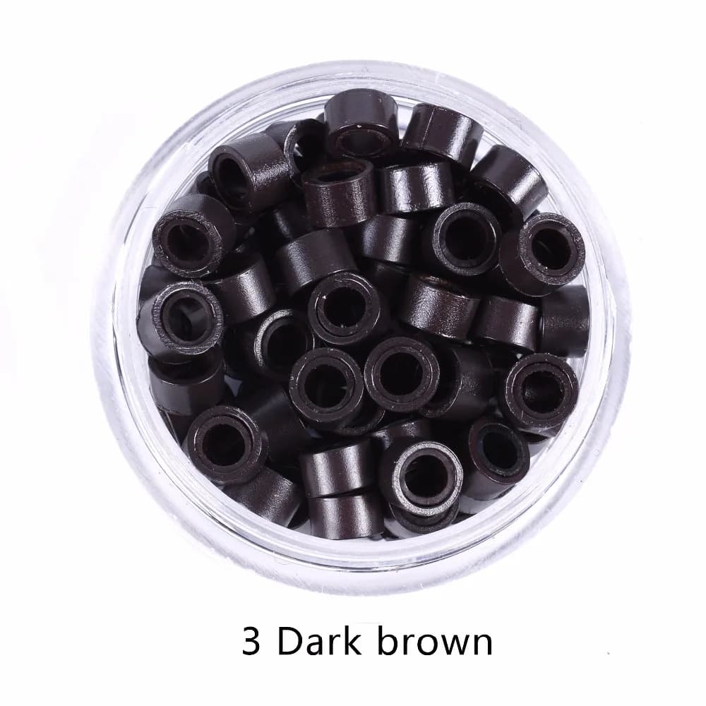 100 pièces 5.0*3.0*3.0mm Micro anneaux/liens/perles doublés de Silicone MICRO anneau lien sertissage