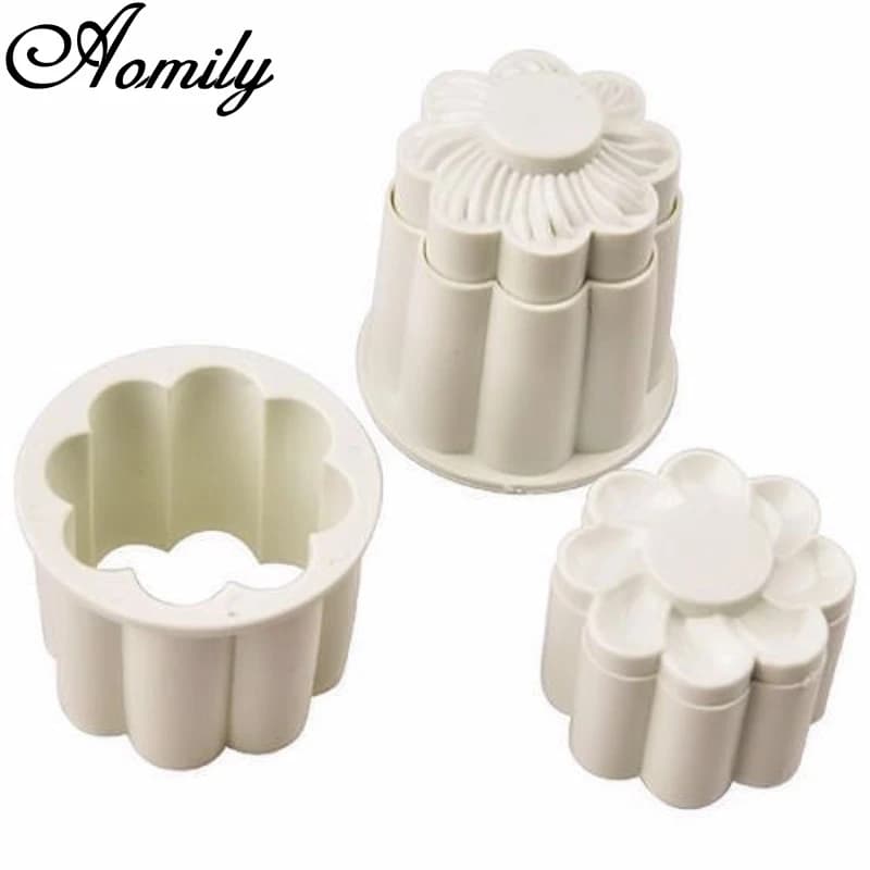 Aomily 2 pièces/ensemble fleurs 3D biscuits Fondant Cutter maison gâteau pâtisserie bricolage cuisso