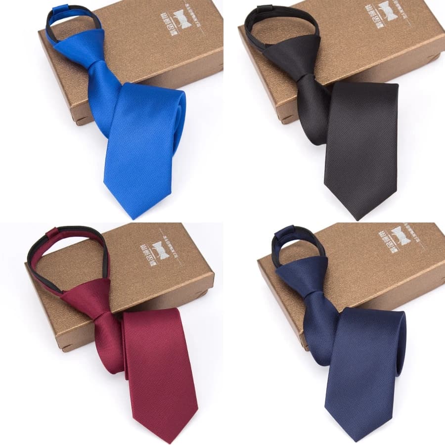 Hommes cravate fermeture éclair paresseux cravate mode solide 6cm cravates affaires pour homme Grava