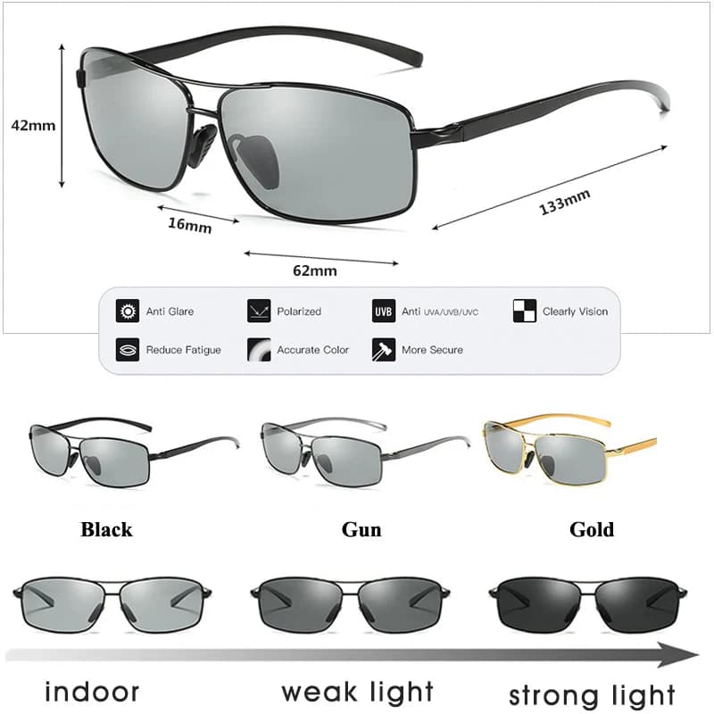 LIOUMO haut lunettes de soleil photochromiques hommes femmes lunettes caméléon polarisées lunettes d